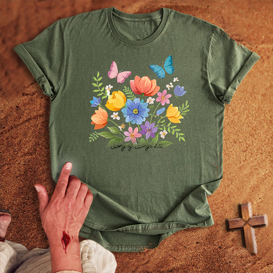 Vibrant Flowers and Butterflies T-shirt