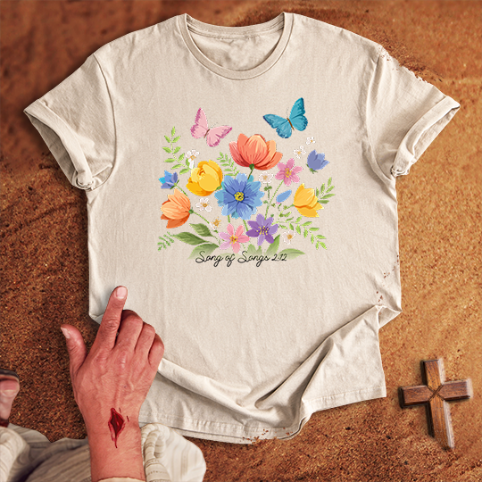 Vibrant Flowers and Butterflies T-shirt