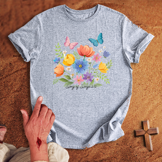 Vibrant Flowers and Butterflies T-shirt