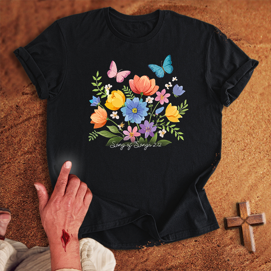 Vibrant Flowers and Butterflies T-shirt
