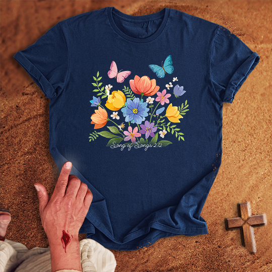 Vibrant Flowers and Butterflies T-shirt