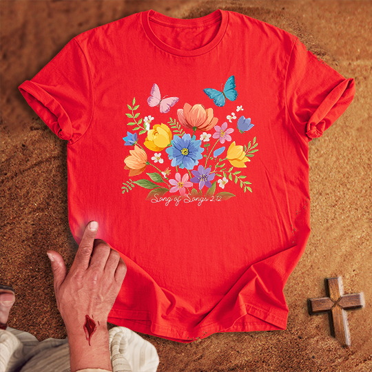 Vibrant Flowers and Butterflies T-shirt