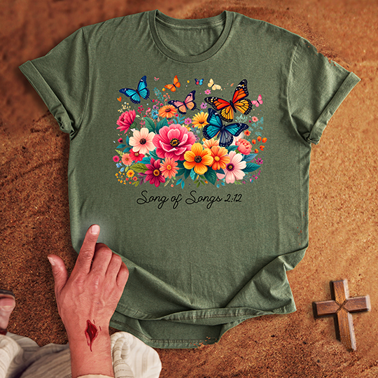 Vibrant Flowers and Butterflies T-shirt