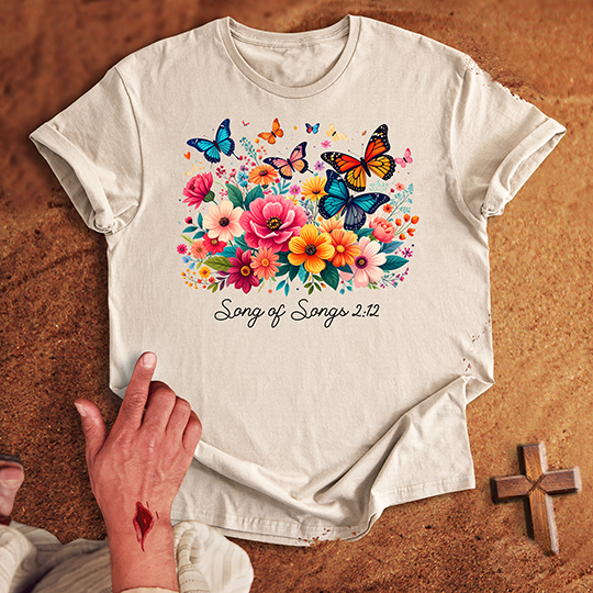 Vibrant Flowers and Butterflies T-shirt