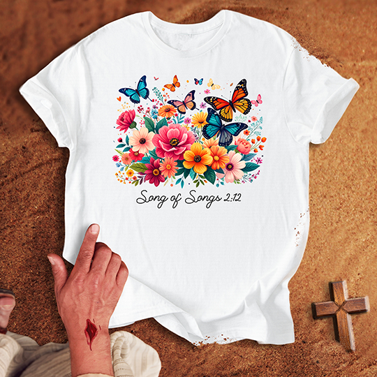 Vibrant Flowers and Butterflies T-shirt