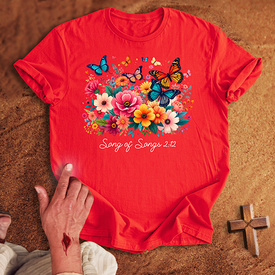 Vibrant Flowers and Butterflies T-shirt
