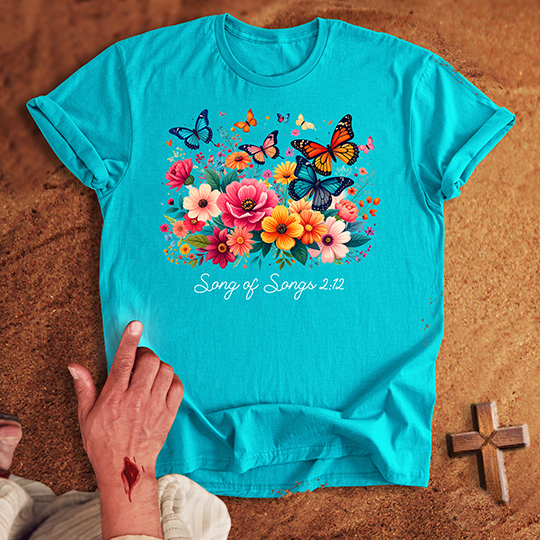 Vibrant Flowers and Butterflies T-shirt