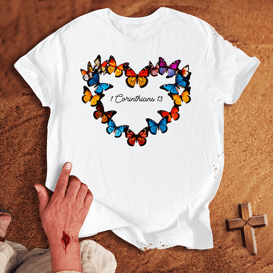 Vibrant Butterflies in a Heart Shape T-shirt