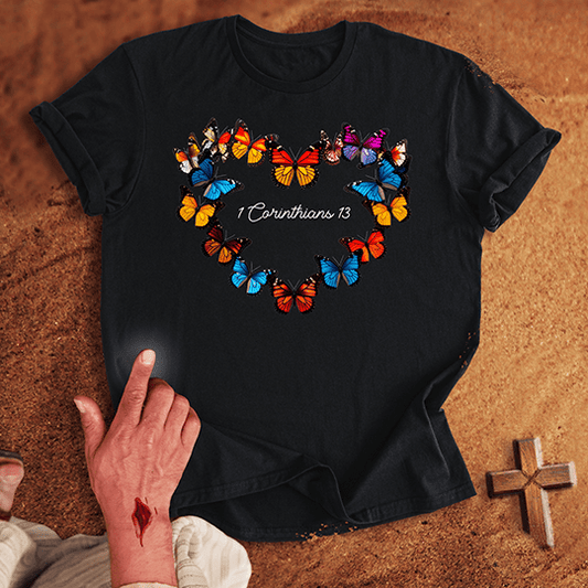 Vibrant Butterflies in a Heart Shape T-shirt