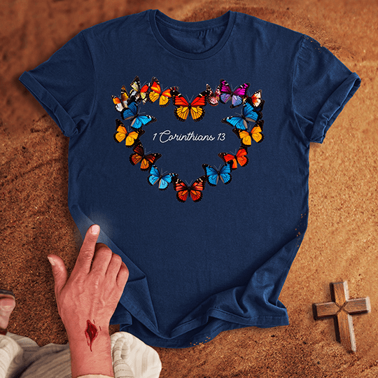 Vibrant Butterflies in a Heart Shape T-shirt