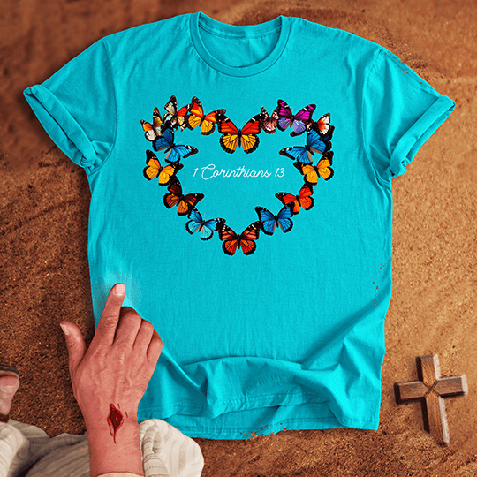 Vibrant Butterflies in a Heart Shape T-shirt