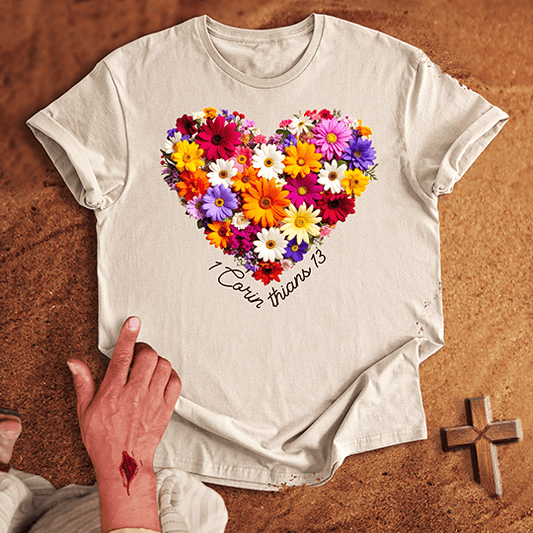 Vibrant Flowers in a Heart Shape T-shirt