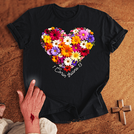Vibrant Flowers in a Heart Shape T-shirt