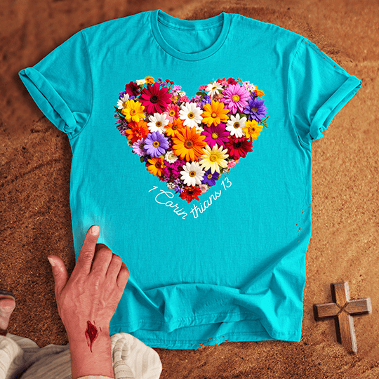 Vibrant Flowers in a Heart Shape T-shirt