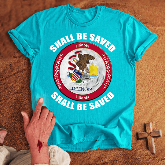 Illinois Shall Be Saved T Shirt - Sport Grey M | Biblical & Scripture Inspired Apparel | Jesus Monk