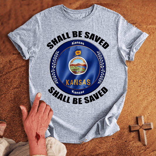 Kansas Shall Be Saved T Shirt - Tropical Blue M | Biblical & Scripture Inspired Apparel | Jesus Monk