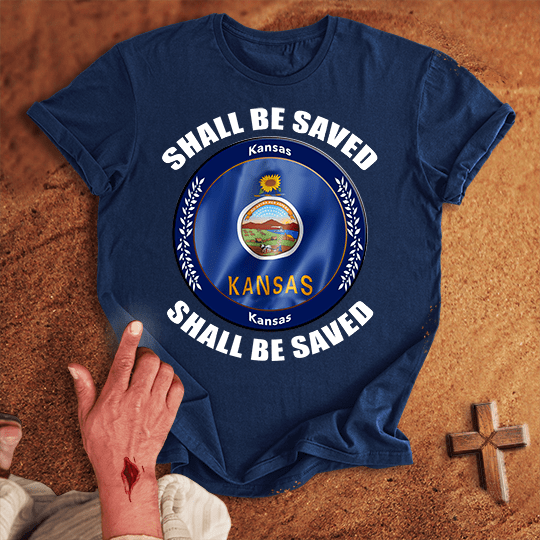 Kansas Shall Be Saved T Shirt - Navy S | Biblical & Scripture Inspired Apparel | Jesus Monk