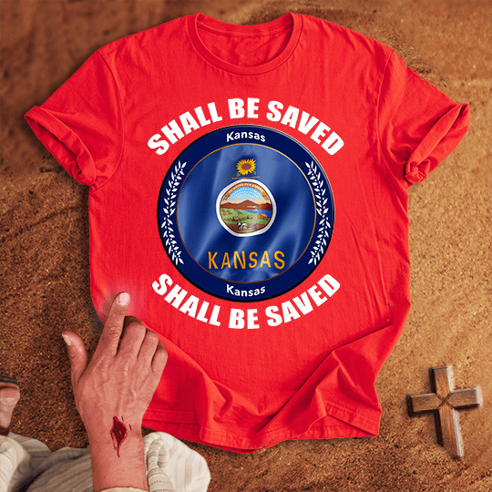 Kansas Shall Be Saved T Shirt - Navy M | Biblical & Scripture Inspired Apparel | Jesus Monk