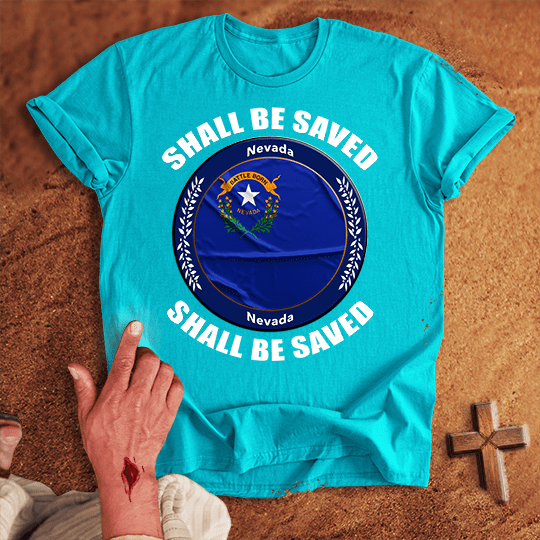 Nevada Shall Be Saved T Shirt - Red M | Biblical & Scripture Inspired Apparel | Jesus Monk