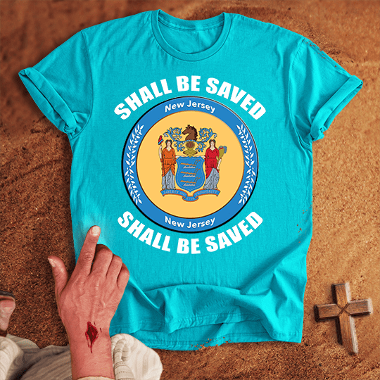 New Jersey Shall Be Saved T Shirt - White M | Biblical & Scripture Inspired Apparel | Jesus Monk