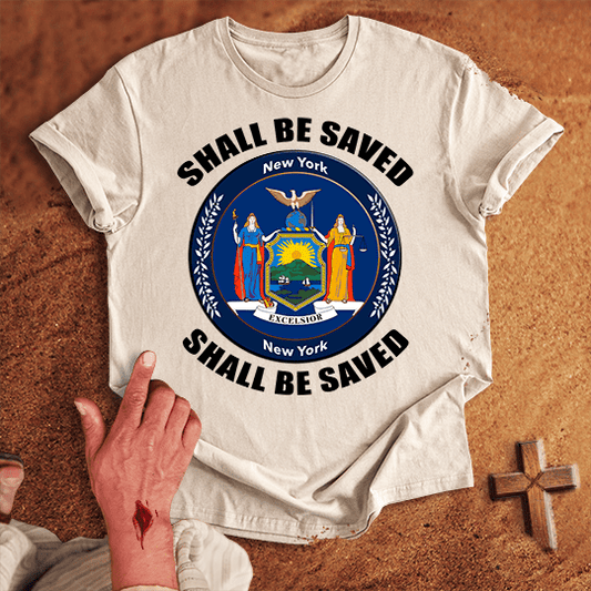 New York Shall Be Saved T Shirt - Navy M | Biblical & Scripture Inspired Apparel | Jesus Monk