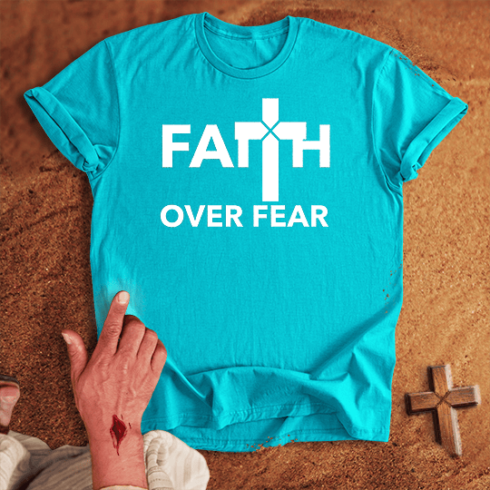 Faith Over Fear T Shirt - White M | Biblical & Scripture Inspired Apparel | Jesus Monk