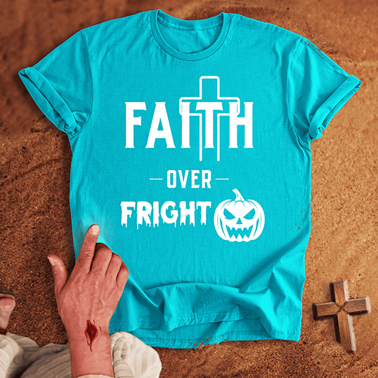Faith Over Fright T Shirt - Red M | Biblical & Scripture Inspired Apparel | Jesus Monk
