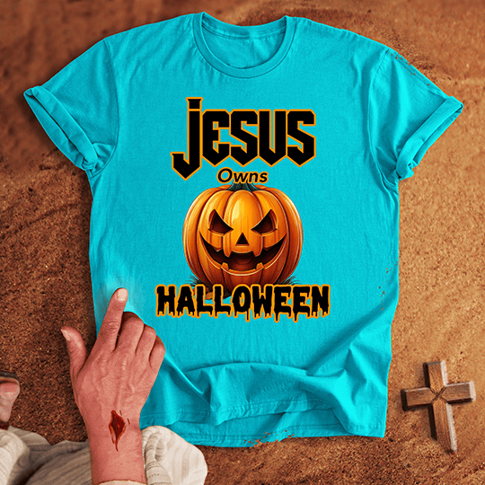Jesus Owns Halloween T Shirt - Sport Grey M | Biblical & Scripture Inspired Apparel | Jesus Monk