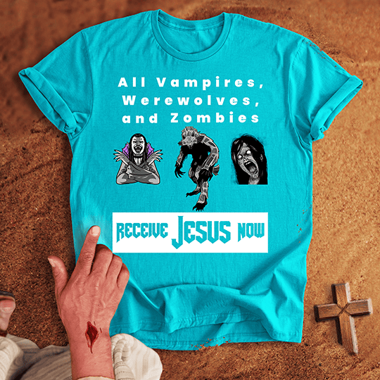 All Vampires Receive Jesus Now T Shirt - Black M | Biblical & Scripture Inspired Apparel | Jesus Monk