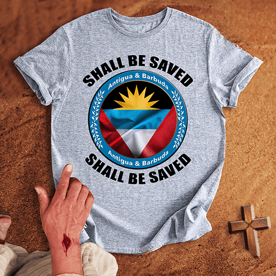 Antigua And Barbuda Shall Be Saved T Shirt - Tropical Blue 2XL | Biblical & Scripture Inspired Apparel | Jesus Monk