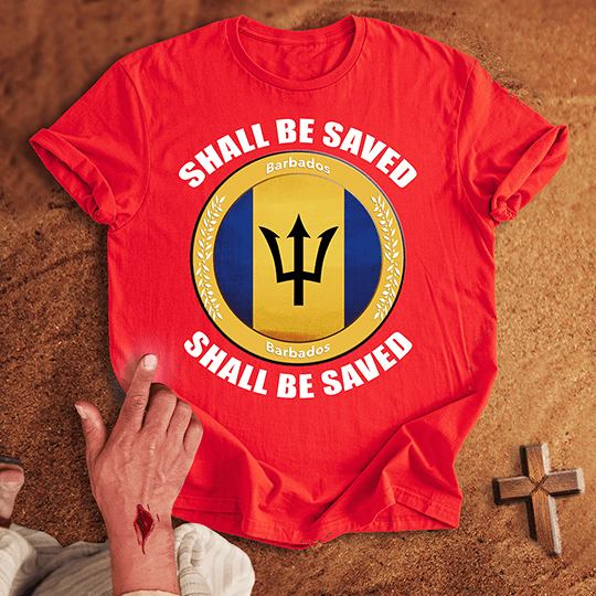 Barbados Shall Be Saved T Shirt - Navy S | Biblical & Scripture Inspired Apparel | Jesus Monk
