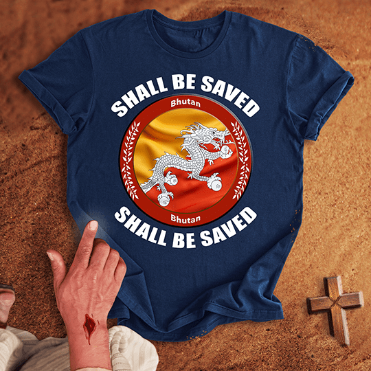 Bhutan Shall Be Saved T Shirt - Red S | Biblical & Scripture Inspired Apparel | Jesus Monk