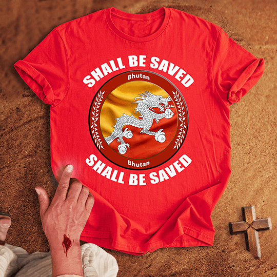 Bhutan Shall Be Saved T Shirt - Sand M | Biblical & Scripture Inspired Apparel | Jesus Monk