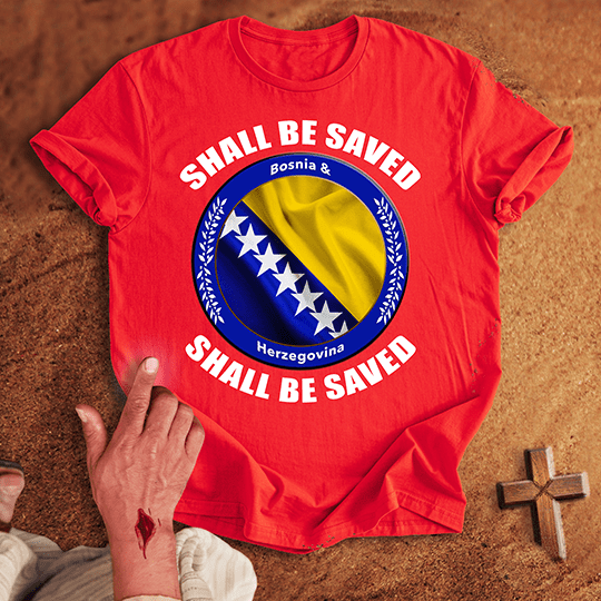Bosnia And Herzegovina Shall Be Saved T Shirt - Navy S | Biblical & Scripture Inspired Apparel | Jesus Monk