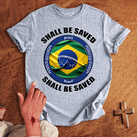 Brazil Shall Be Saved T Shirt - Navy 2XL | Biblical & Scripture Inspired Apparel | Jesus Monk