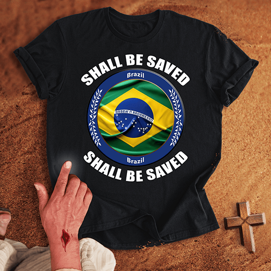 Brazil Shall Be Saved T Shirt - Navy 3XL | Biblical & Scripture Inspired Apparel | Jesus Monk