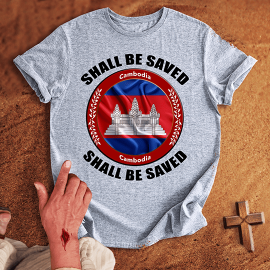 Cambodia Shall Be Saved T Shirt - Red XL | Biblical & Scripture Inspired Apparel | Jesus Monk