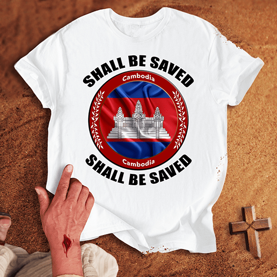 Cambodia Shall Be Saved T Shirt - Red 2XL | Biblical & Scripture Inspired Apparel | Jesus Monk