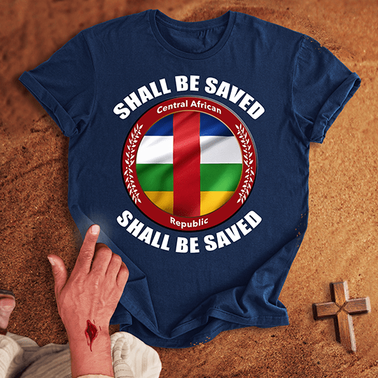 Central African Republic Shall Be Saved T Shirt - Black 3XL | Biblical & Scripture Inspired Apparel | Jesus Monk