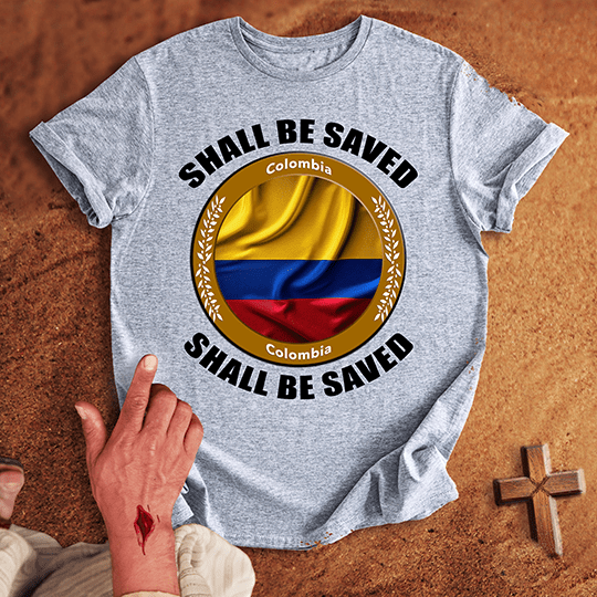 Colombia Shall Be Saved T Shirt - Sand XL | Biblical & Scripture Inspired Apparel | Jesus Monk
