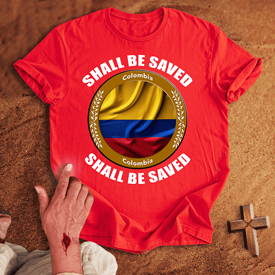 Colombia Shall Be Saved T Shirt - Navy S | Biblical & Scripture Inspired Apparel | Jesus Monk