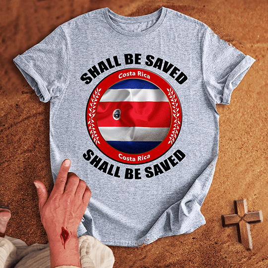 Costa Rica Shall Be Saved T Shirt - Red 2XL | Biblical & Scripture Inspired Apparel | Jesus Monk