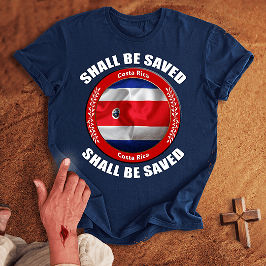 Costa Rica Shall Be Saved T Shirt - Red M | Biblical & Scripture Inspired Apparel | Jesus Monk