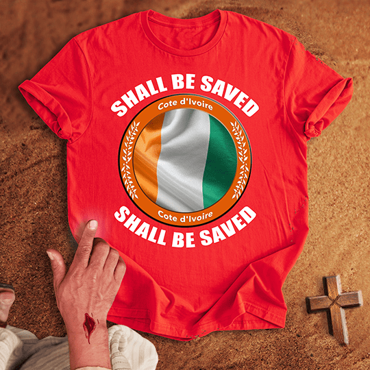 Cote Divoire Shall Be Saved T Shirt - Tropical Blue M | Biblical & Scripture Inspired Apparel | Jesus Monk