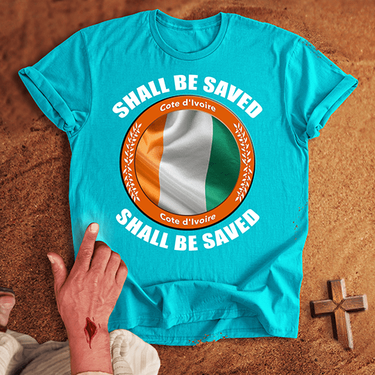 Cote Divoire Shall Be Saved T Shirt - White M | Biblical & Scripture Inspired Apparel | Jesus Monk