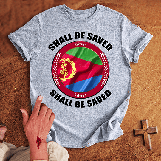 Eritrea Shall Be Saved T Shirt - Red M | Biblical & Scripture Inspired Apparel | Jesus Monk
