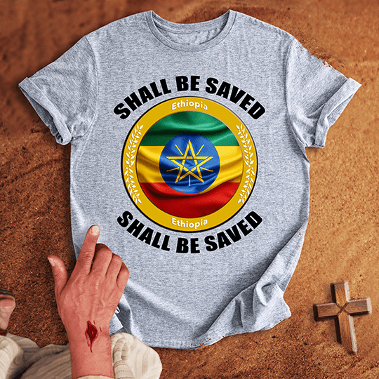 Ethiopia Shall Be Saved T Shirt - Military Green XL | Biblical & Scripture Inspired Apparel | Jesus Monk
