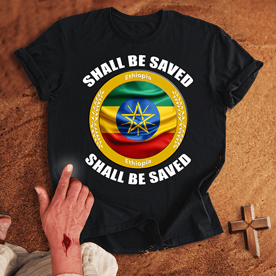 Ethiopia Shall Be Saved T Shirt - Military Green M | Biblical & Scripture Inspired Apparel | Jesus Monk