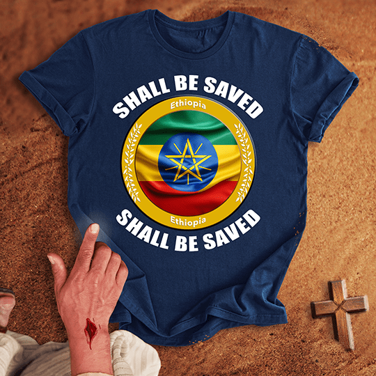 Ethiopia Shall Be Saved T Shirt - Military Green 3XL | Biblical & Scripture Inspired Apparel | Jesus Monk