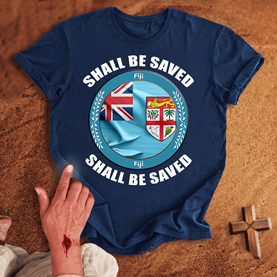 Fiji Shall Be Saved T Shirt - White S | Biblical & Scripture Inspired Apparel | Jesus Monk